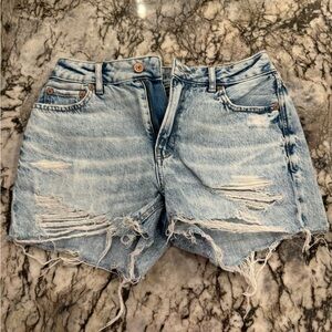 Distressed Light Blue Denim Women Shorts